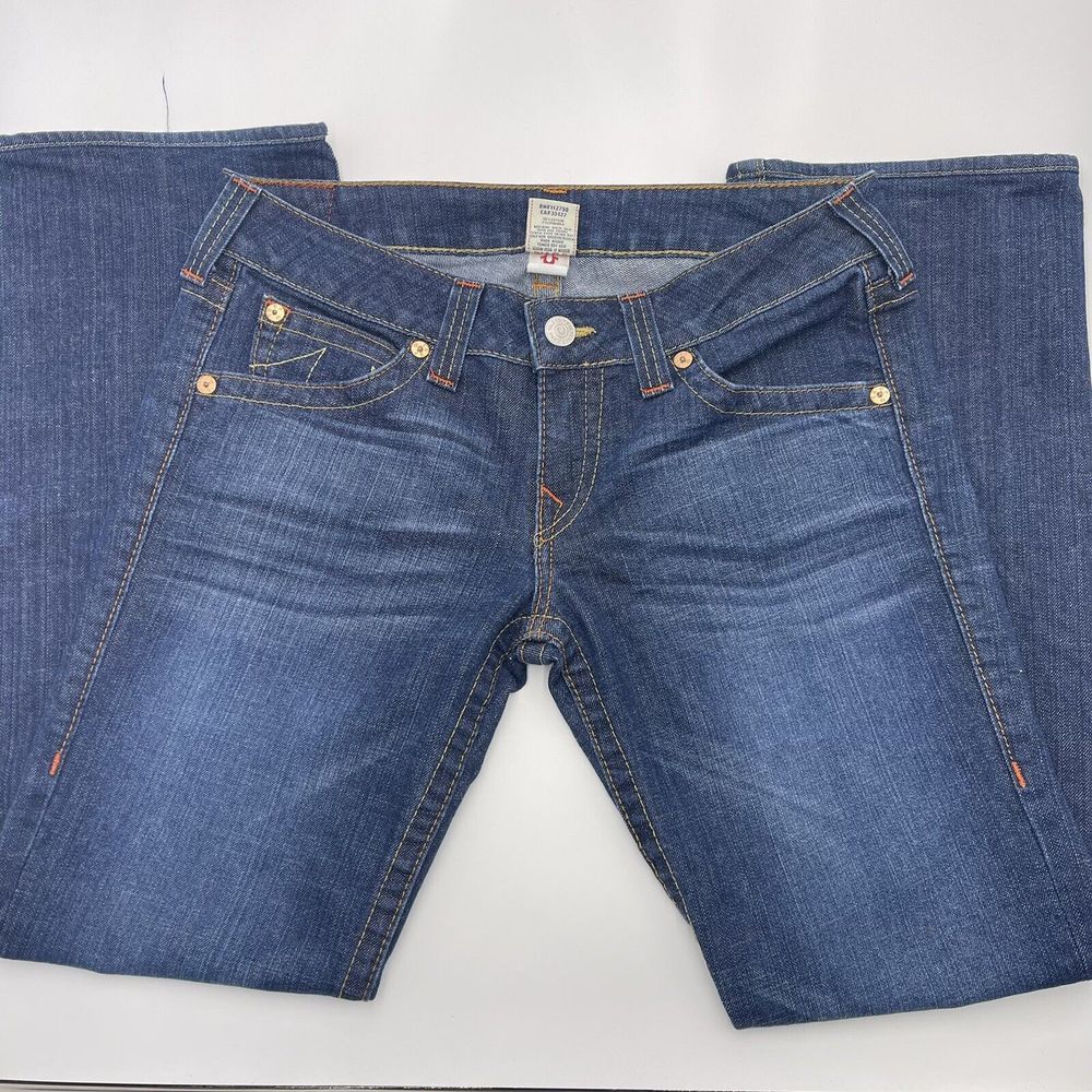 True Religion Denim Jeans Johnny Straight Leg Mens Size 32 Blue Made In‎ USA